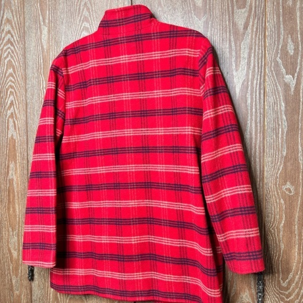 Vtg Plaid Wool Blend Zip Front Jacket Women M Black Red Lined Imagio Turkey Made - Picture 9 of 11